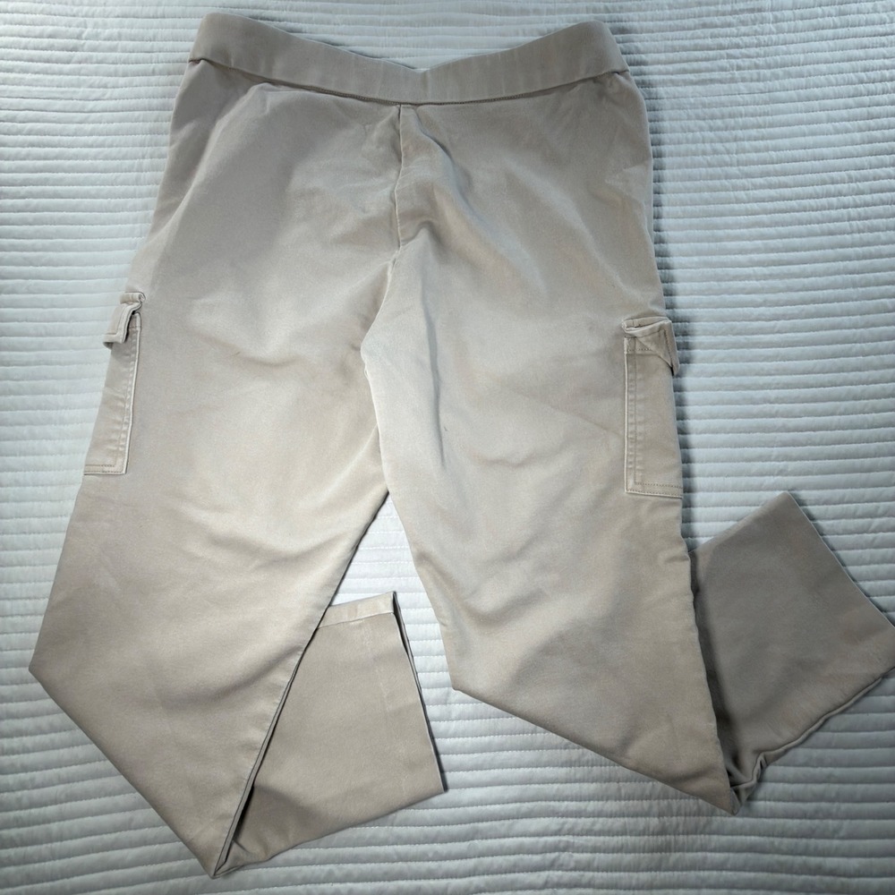 Calvin Klein Cargo Pants Womens Large Tan Fair Pull On Straight Leg Stretch